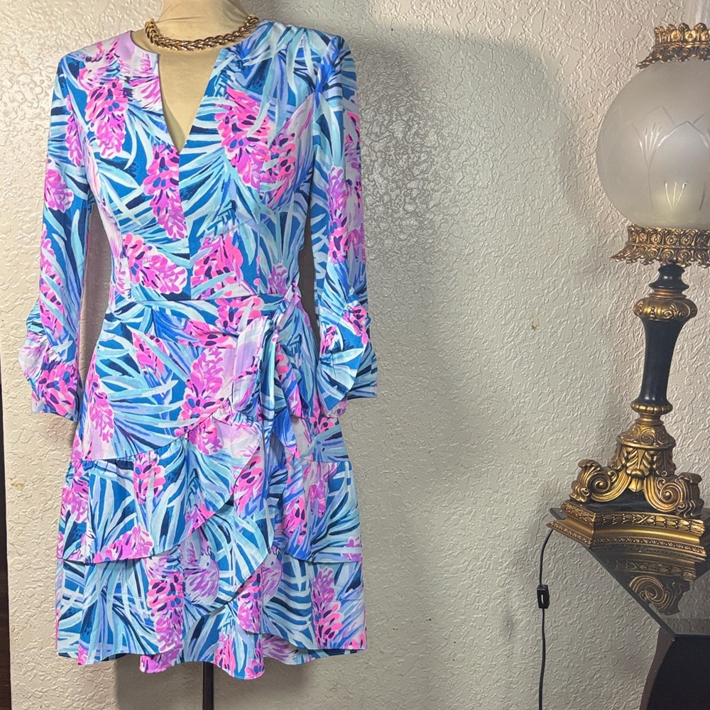 Lilly Pulitzer Pink & Blue Printed authentic wrap, dress